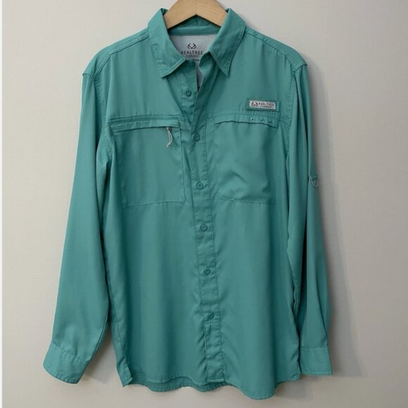 REALTREE Fishing Shirt Long Sleeve Button Front Mens Small UV Protection - Picture 1 of 13